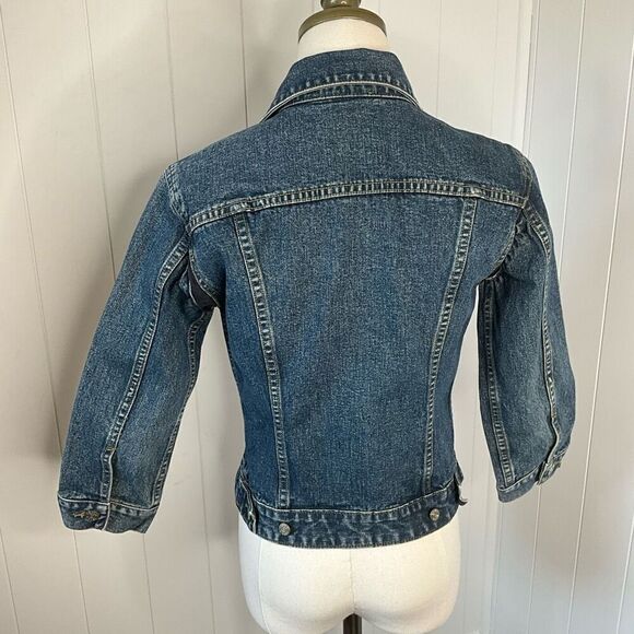 Esprit Womens Size Small Denim Jean Jacket Blue Pockets Long Sleeve Wide Seams - Picture 8 of 16
